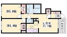 フィオレンティーナ5 2LDKの間取図画像