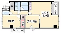 ル・マンド東延末 2LDKの間取図画像