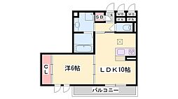 プリムローズ・佳音 1LDKの間取図画像