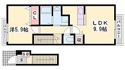 パインハーストE 1LDKの間取図画像