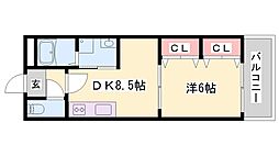 ミレム 1DKの間取図画像