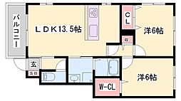 コンフォート大島4B棟 2LDKの間取図画像