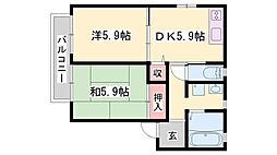 フォーレスタカオカA棟 2Kの間取図画像