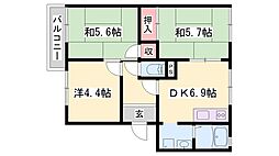 ガーデンハイツ緑ケ丘E棟 3DKの間取図画像