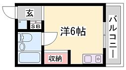 ローズレジデンス西八代 ワンルームの間取図画像
