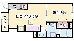 メゾングレース塩屋B 1LDKの間取図画像