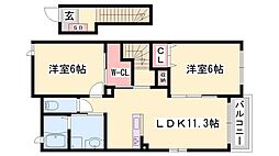 アムニス・エスト 2LDKの間取図画像