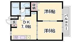 コンフォートエイジB棟 2DKの間取図画像