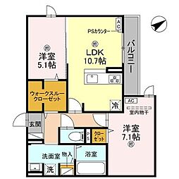 La Maison林崎 2LDKの間取図画像