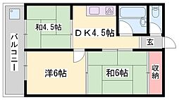 東加古川ハイツ 3DKの間取図画像