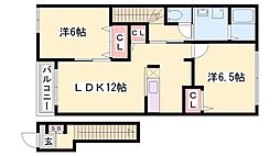 クラール雅 2LDKの間取図画像