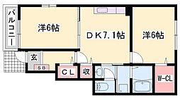 リヴァーサイドレジデンスB 2DKの間取図画像