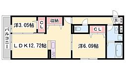 クレール林崎 2LDKの間取図画像
