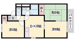 プリシェール西明石A棟 3DKの間取図画像