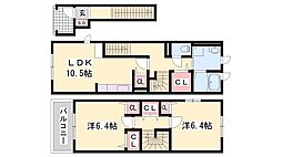 ソレアードトーレ 2LDKの間取図画像