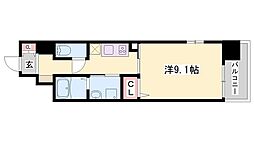 クレール姫路 1Kの間取図画像