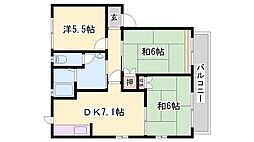 セファミ小野A棟 3DKの間取図画像