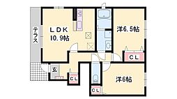カモミール3A 2LDKの間取図画像