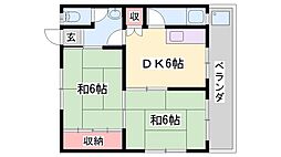 石川マンション 2DKの間取図画像