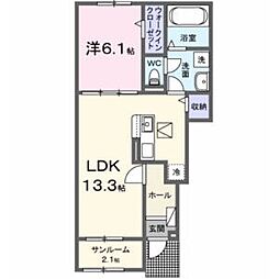 姫路市大津区平松アパート 1LDKの間取図画像