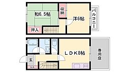 セントポーリアA棟 2DKの間取図画像