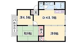 サンフォーレハイツA棟 3DKの間取図画像
