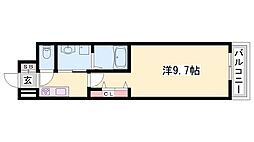 アリュール 1Kの間取図画像