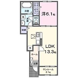 メゾン・ド・クレールA棟 1LDKの間取図画像