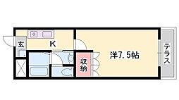 カサミラドールクレマ 1Kの間取図画像