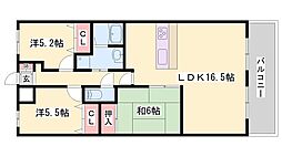 ロック雅 3LDKの間取図画像