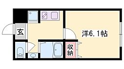 モダンクラウド加古川 1Kの間取図画像