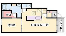 ヌォーヴォドラーゴ1 1LDKの間取図画像