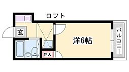 加古川第16マンション 1Kの間取図画像