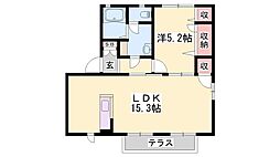 フレグランスエスパーB棟 1LDKの間取図画像
