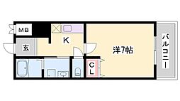 インタービレッジ船丘 1Kの間取図画像