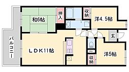 シティーガーデン広畑 2SLDKの間取図画像