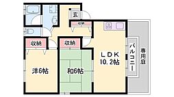 パルティール鶴林 2LDKの間取図画像