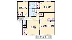 エクセレント早瀬 3LDKの間取図画像