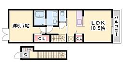 エクセラン則直4 1LDKの間取図画像