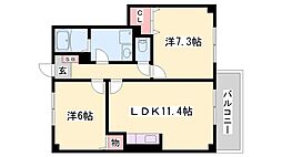 サニープレイス 2LDKの間取図画像