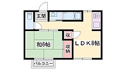 ハイツ千年藤 1LDKの間取図画像