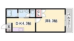 アネックス藤 1DKの間取図画像