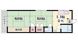 宮元マンション 2DKの間取図画像