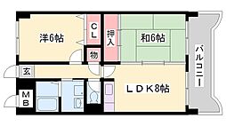 相生中村コーポ 2LDKの間取図画像