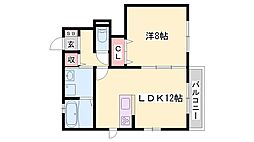 シェルメゾン 1LDKの間取図画像