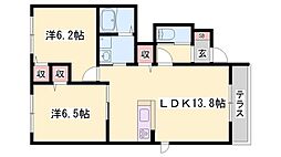シャーメゾンひまわりA 2LDKの間取図画像