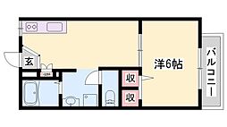 リーブル御立 1DKの間取図画像