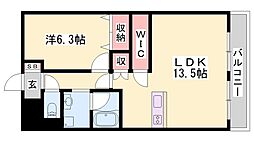 フレグランス大日 1LDKの間取図画像