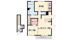 Villa正門通B 2LDKの間取図画像