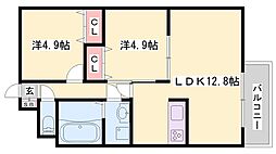 MISTRAL北条宮の町 2LDKの間取図画像